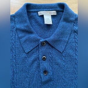 Geoffrey Beene Blue Heather Long Sleeve Polo Knit Sweater Casual Corpcore
